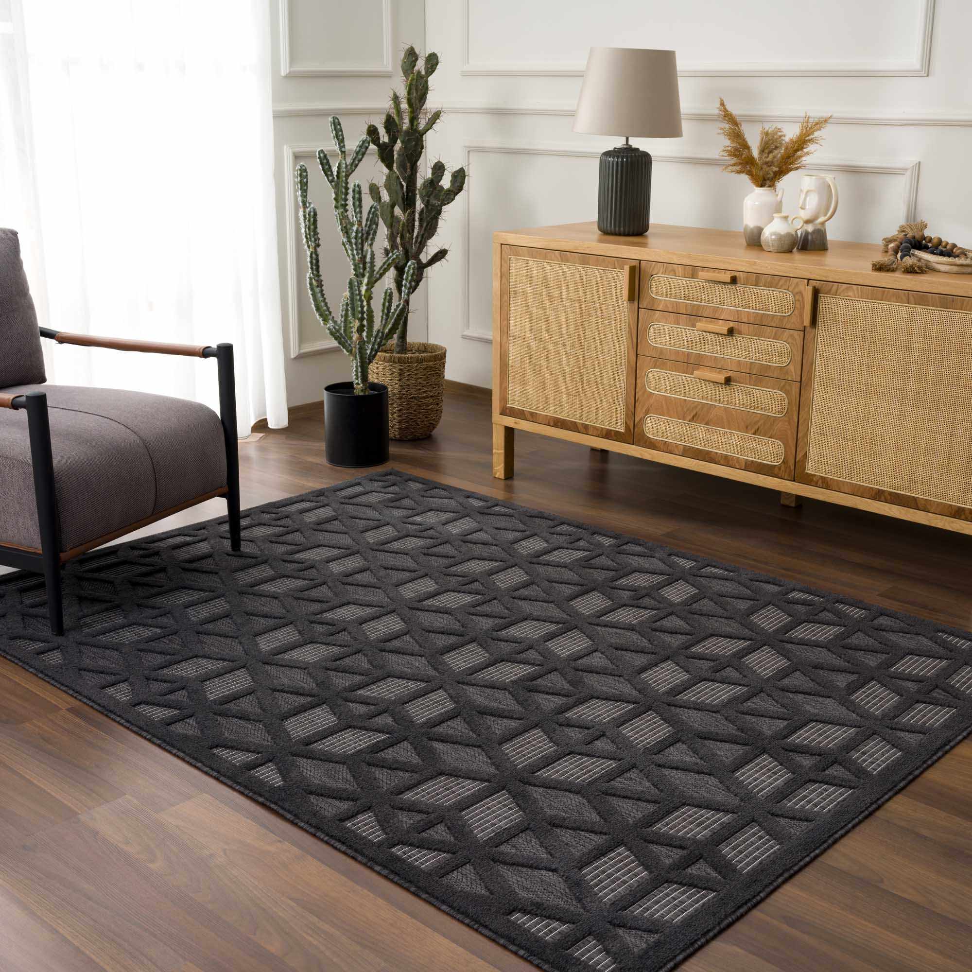 Nuri Black Outdoor Rug - Decor Addict, LLC