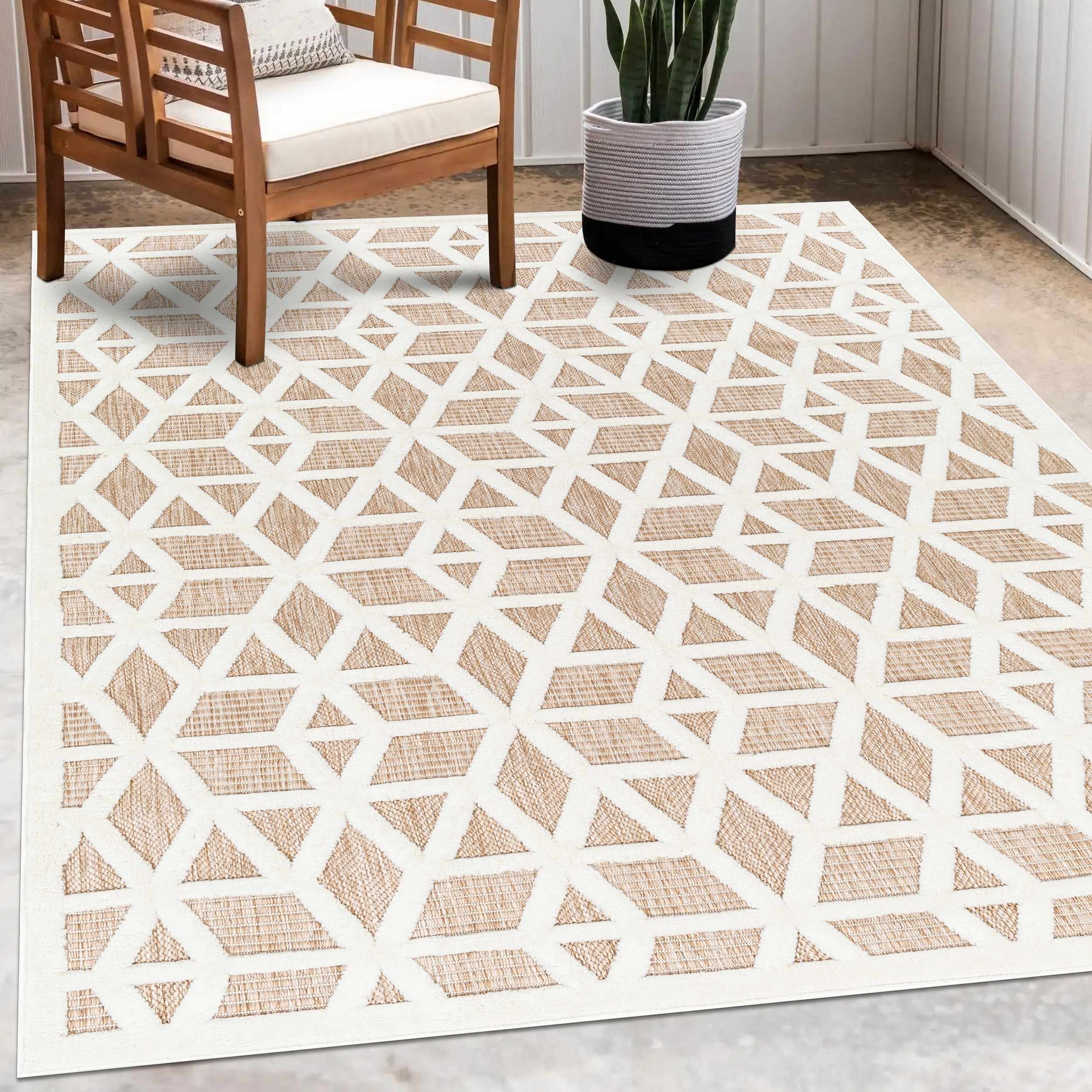 Nuri Tan Outdoor Rug - Decor Addict, LLC