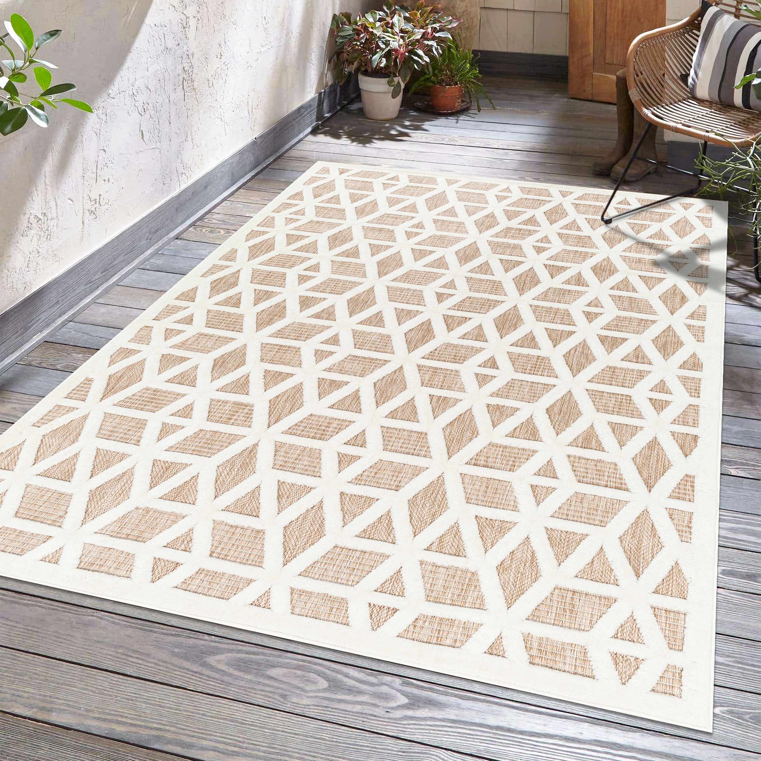 Nuri Tan Outdoor Rug - Decor Addict, LLC