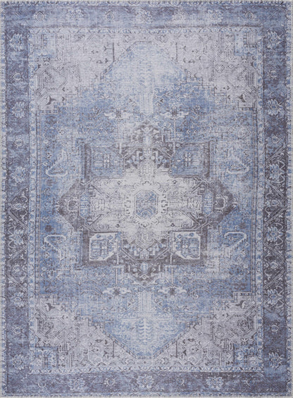 Rosman Blue Washable Area Rug - Decor Addict, LLC