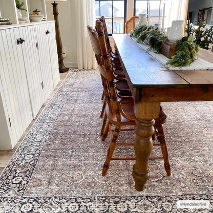 Tan Jill Vintage Washable Area Rug - Decor Addict, LLC