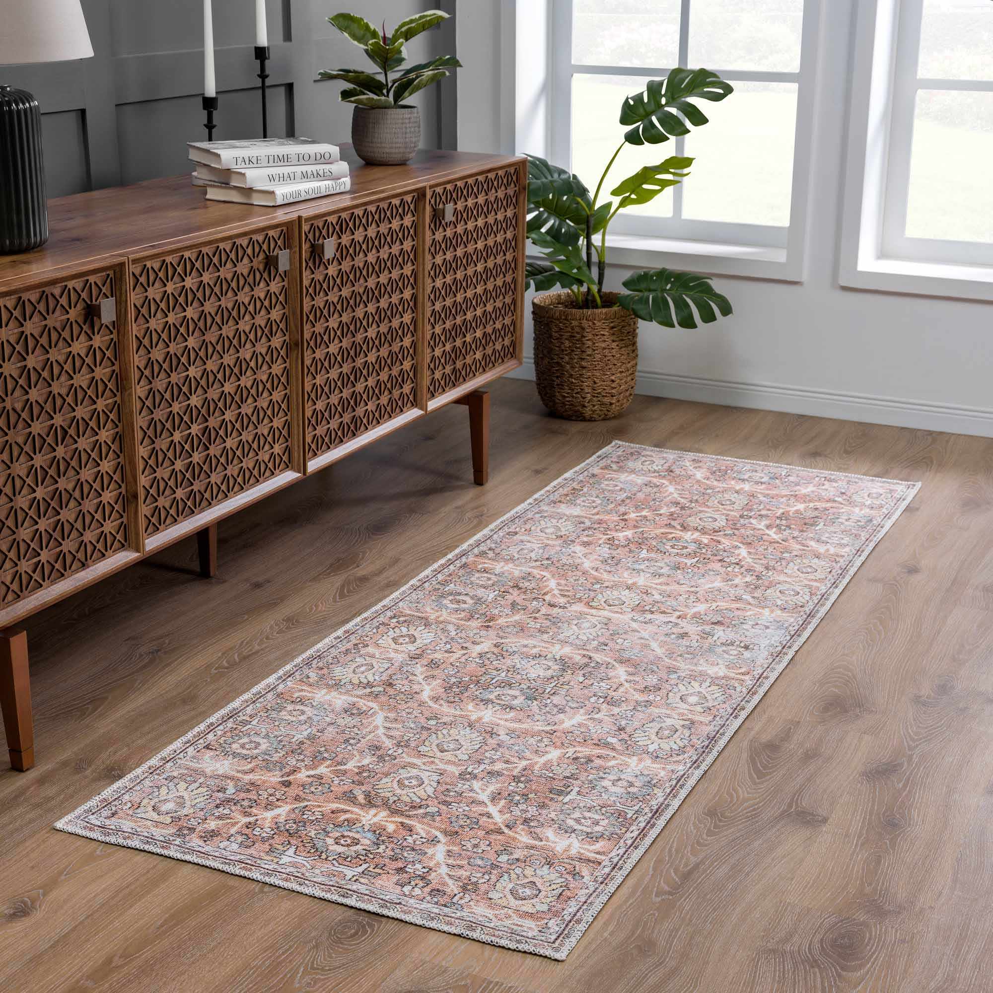 Urpi Rose & Brown Washable Area Rug - Decor Addict, LLC