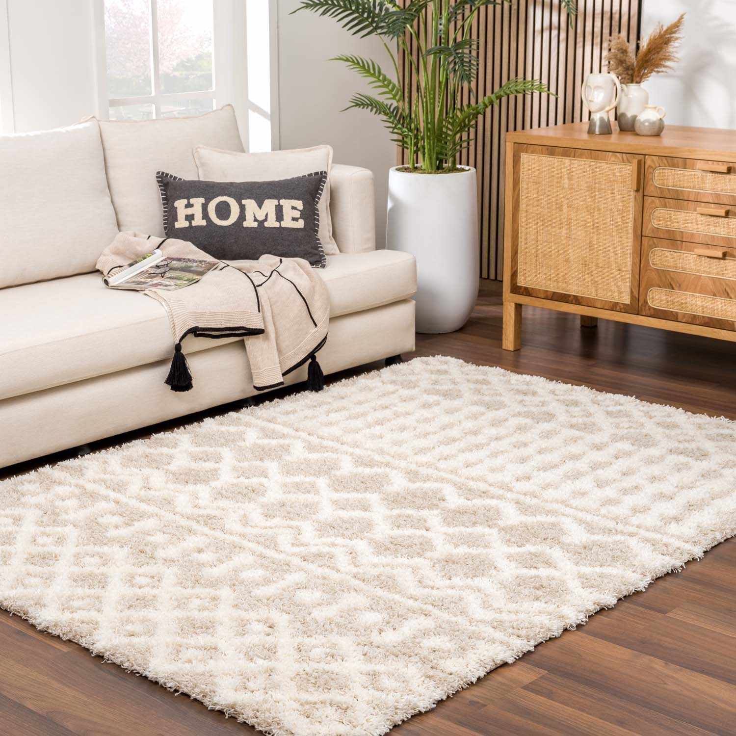 Prompton Cream Plush Area Rug - Decor Addict, LLC