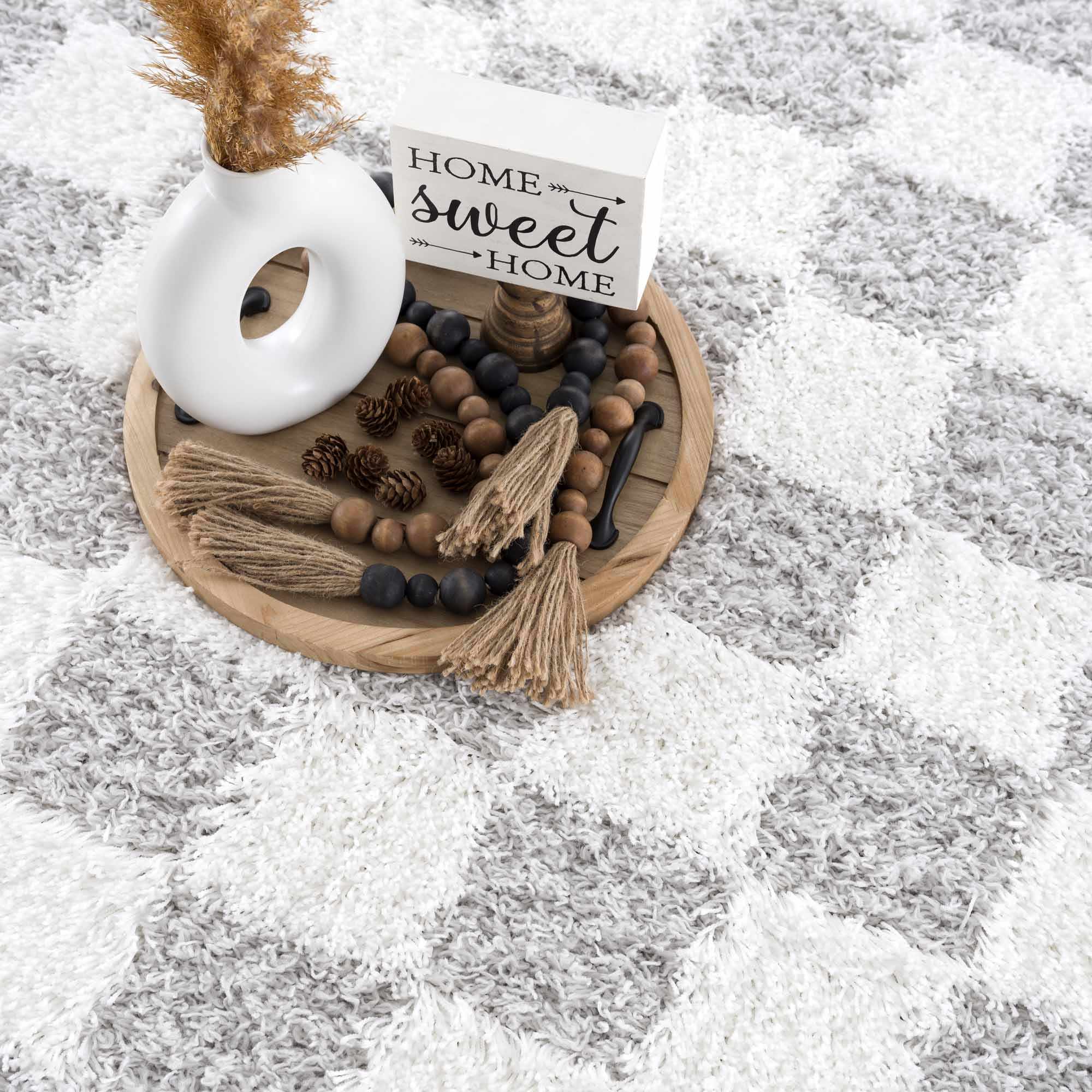 Atira Gray Checkered Area Rug - Decor Addict, LLC