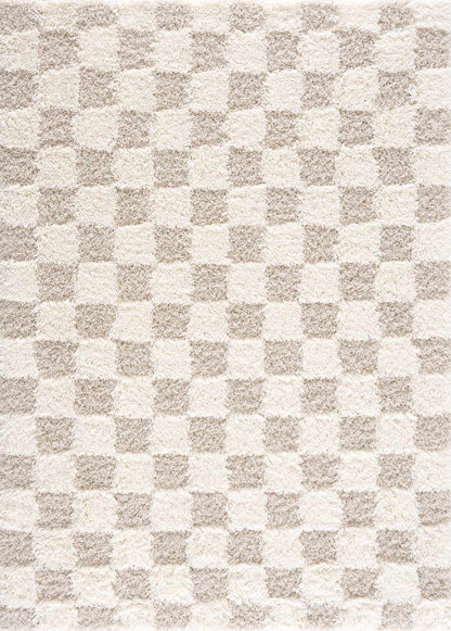 Atira Light Brown Checkered Area Rug - Decor Addict, LLC