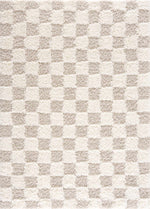 Atira Light Brown Checkered Area Rug