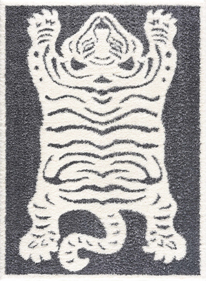 Zane Charcoal Tibetan Tiger Area Rug - Decor Addict, LLC