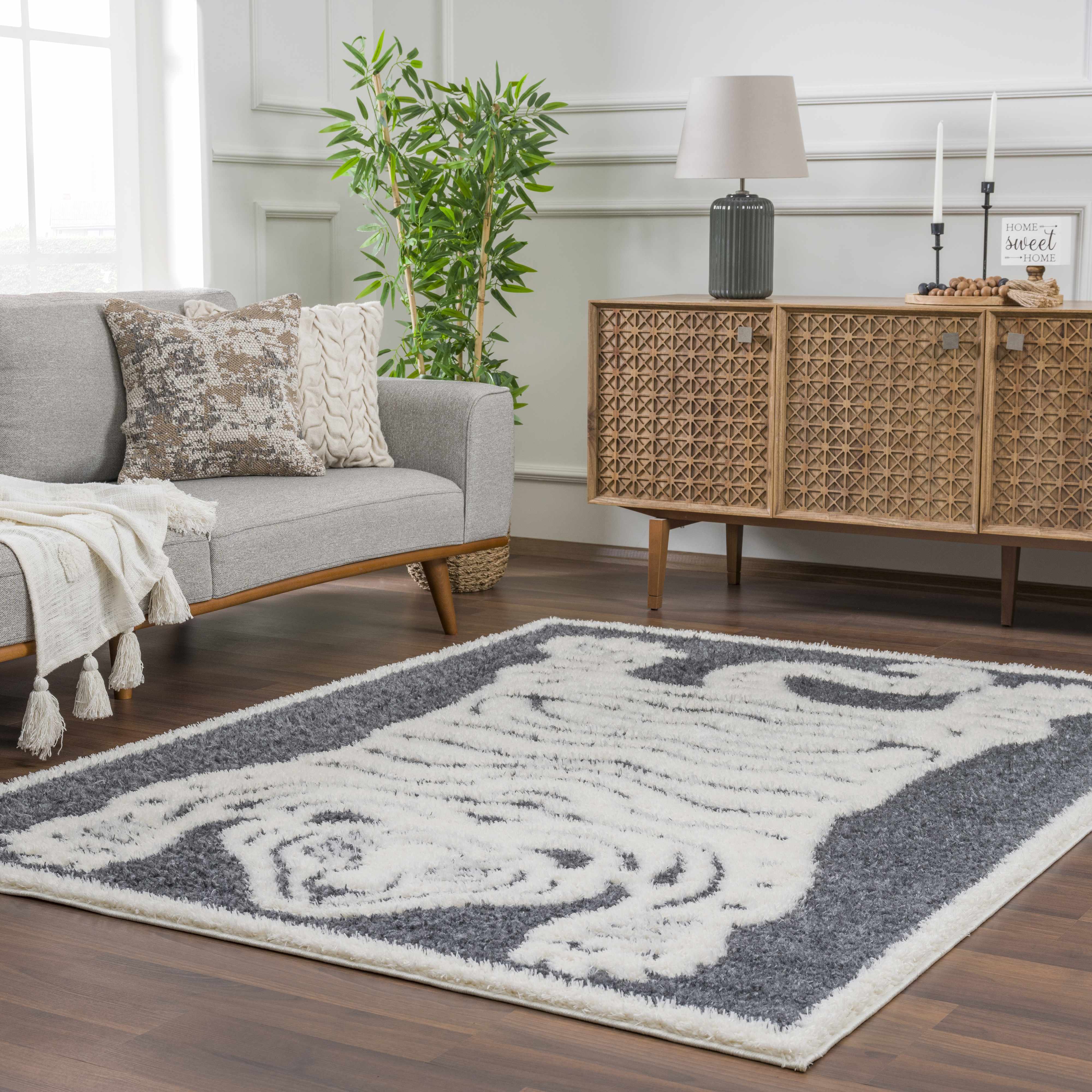 Zane Charcoal Tibetan Tiger Area Rug - Decor Addict, LLC