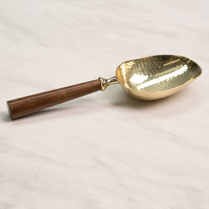 Gold Hammered Ice Scoop w/ Driftwood Handle - Decor Addict, LLC