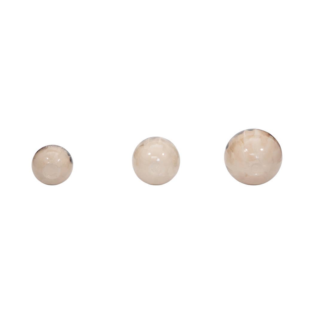 Metal Modern Abstract Sphere Set of 3 - Ivory, 4/5/6 in.