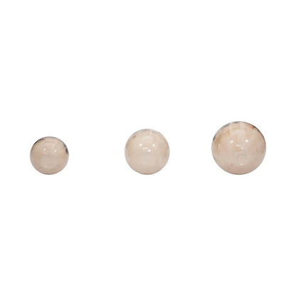 Metal Modern Abstract Sphere Set of 3 - Ivory, 4/5/6 in.