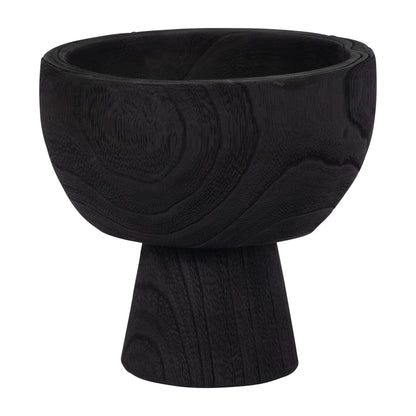Wood, 8" Bowl W/ Stand, Black - Decor Addict, LLC