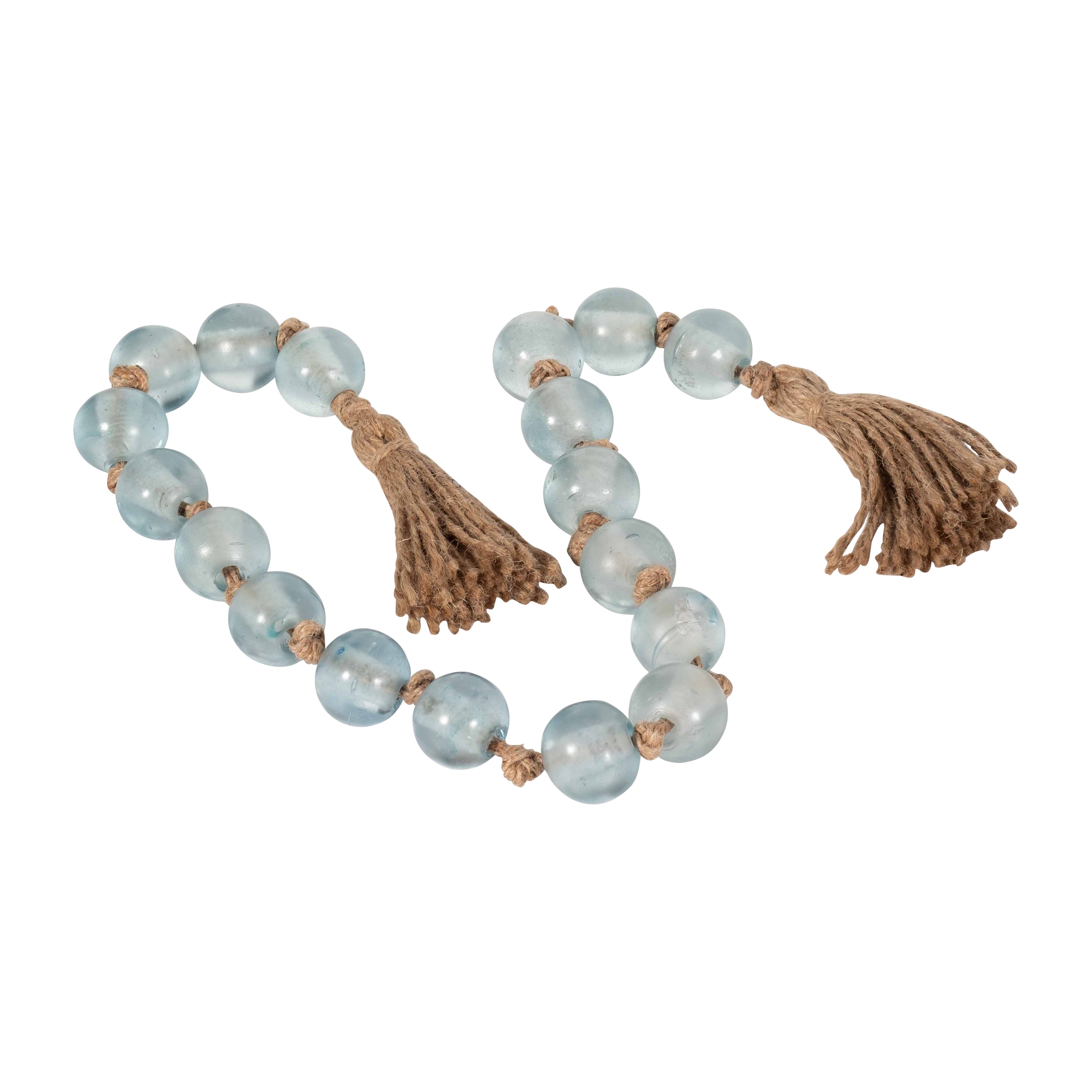 Glass, 34x1 Beaded Garland W/ Tassel, Blue - Decor Addict, LLC
