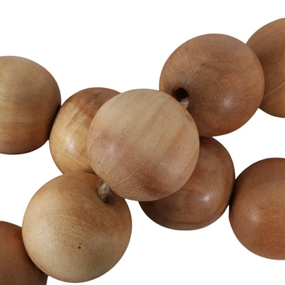 Wood, 32"l, 2"lrg Beaded Garland W/ Tassel,natural - Decor Addict, LLC