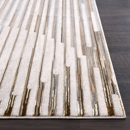 Abani Rugs Regal REG160A Beige Ivory Striped Mid Century Rug: 2' x 3' - Decor Addict, LLC