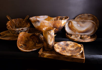 Set of 4 Tortoiseshell Round Coasters: Tortoiseshell / RESIN - Decor Addict, LLC