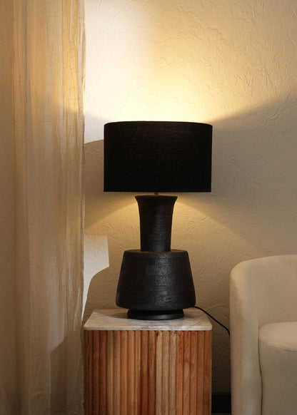 Handmade Artisanal Table Lamp with Wooden Base-16.5X16.5X29" - Decor Addict, LLC