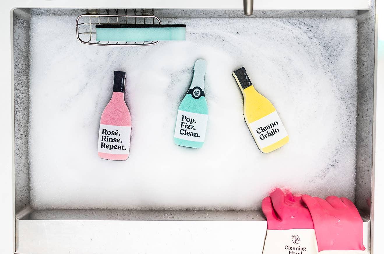 Scrubbly™ Kitchen Sponge: Rosé Rinse Repeat - Decor Addict, LLC