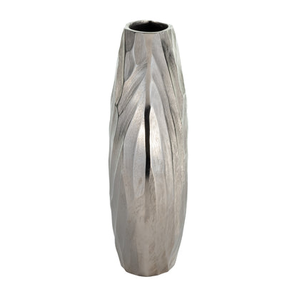 Aluminum 10"h, Hammered Vase, Silver - Decor Addict, LLC