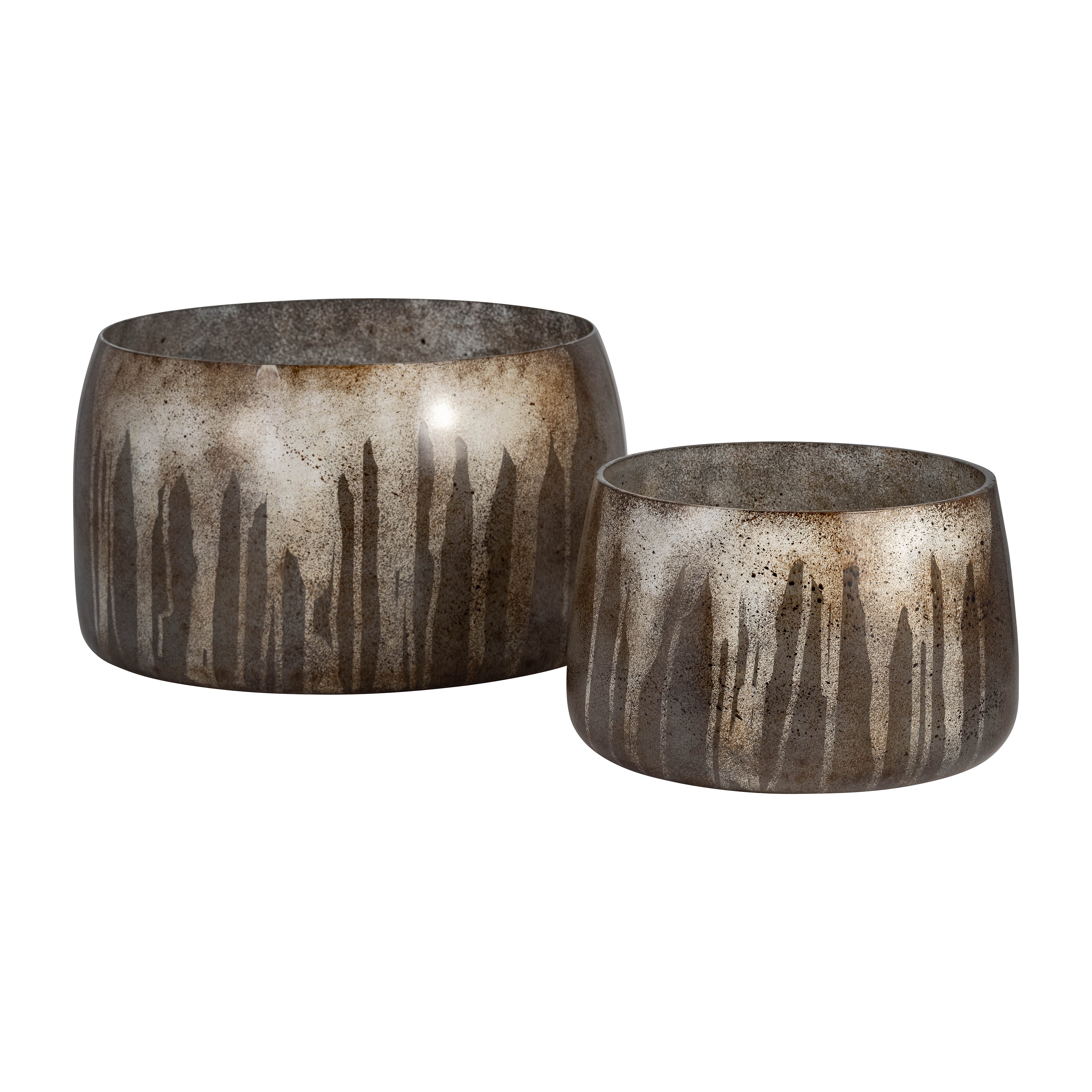 Glass, S/2 10/14" Decorative Bowls, Bronze - Decor Addict, LLC