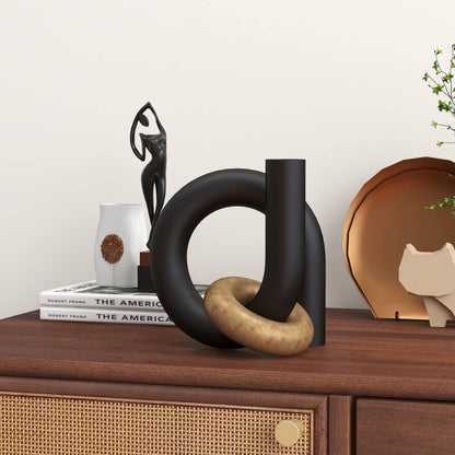 Kaia Decorative Metal Sculpture: Rough Gold/black Finish - Decor Addict, LLC