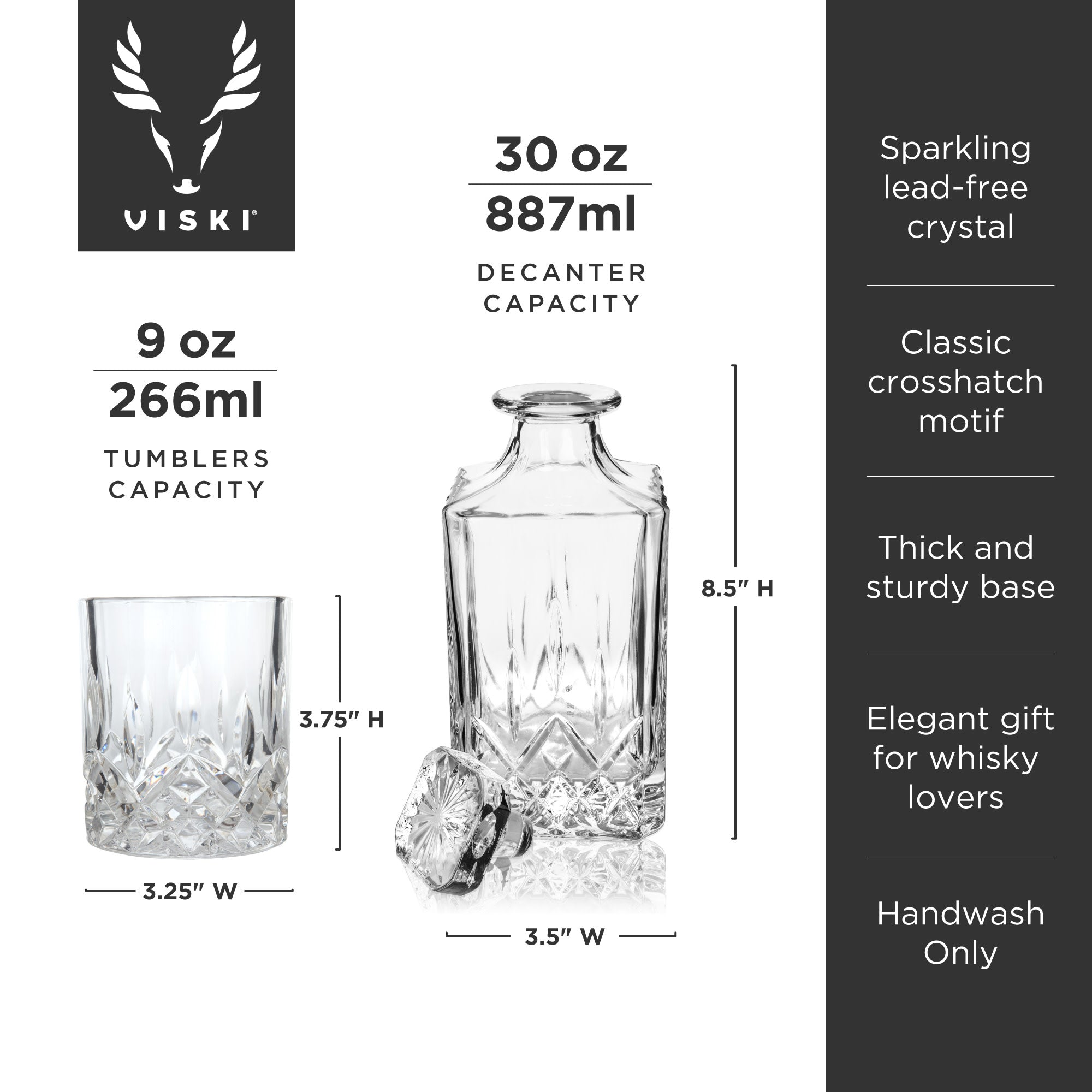 Admiral Crystal Decanter and Tumbler Set - Decor Addict, LLC