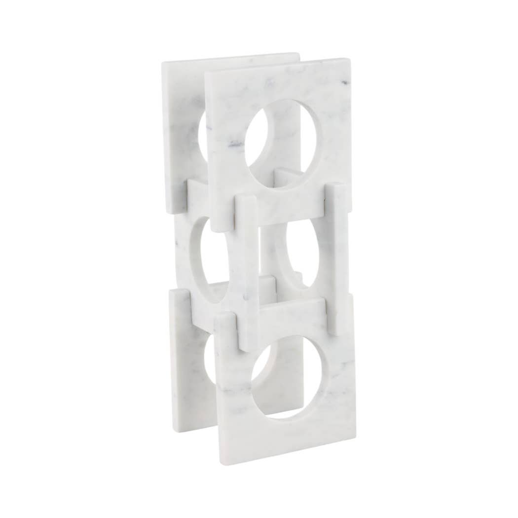Wine Rack - White Marble Decorative Wine Bottle Rack, 16 in. - Decor Addict, LLC