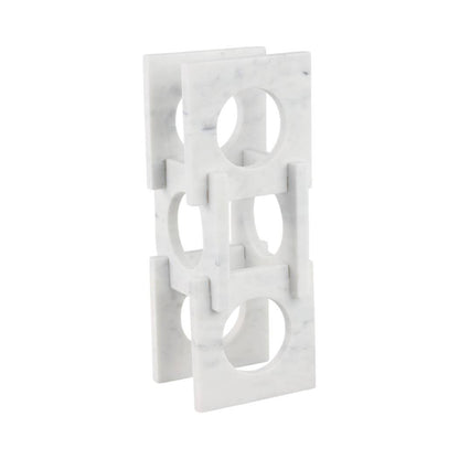 Wine Rack - White Marble Decorative Wine Bottle Rack, 16 in. - Decor Addict, LLC