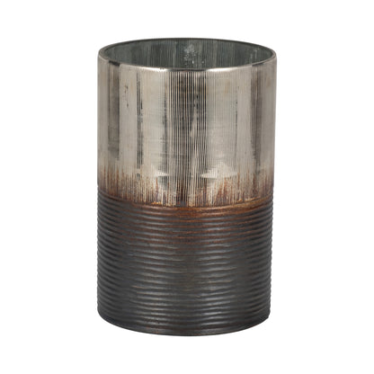Glass, 9" Metallic 2-tone Vase, Silver - Decor Addict, LLC