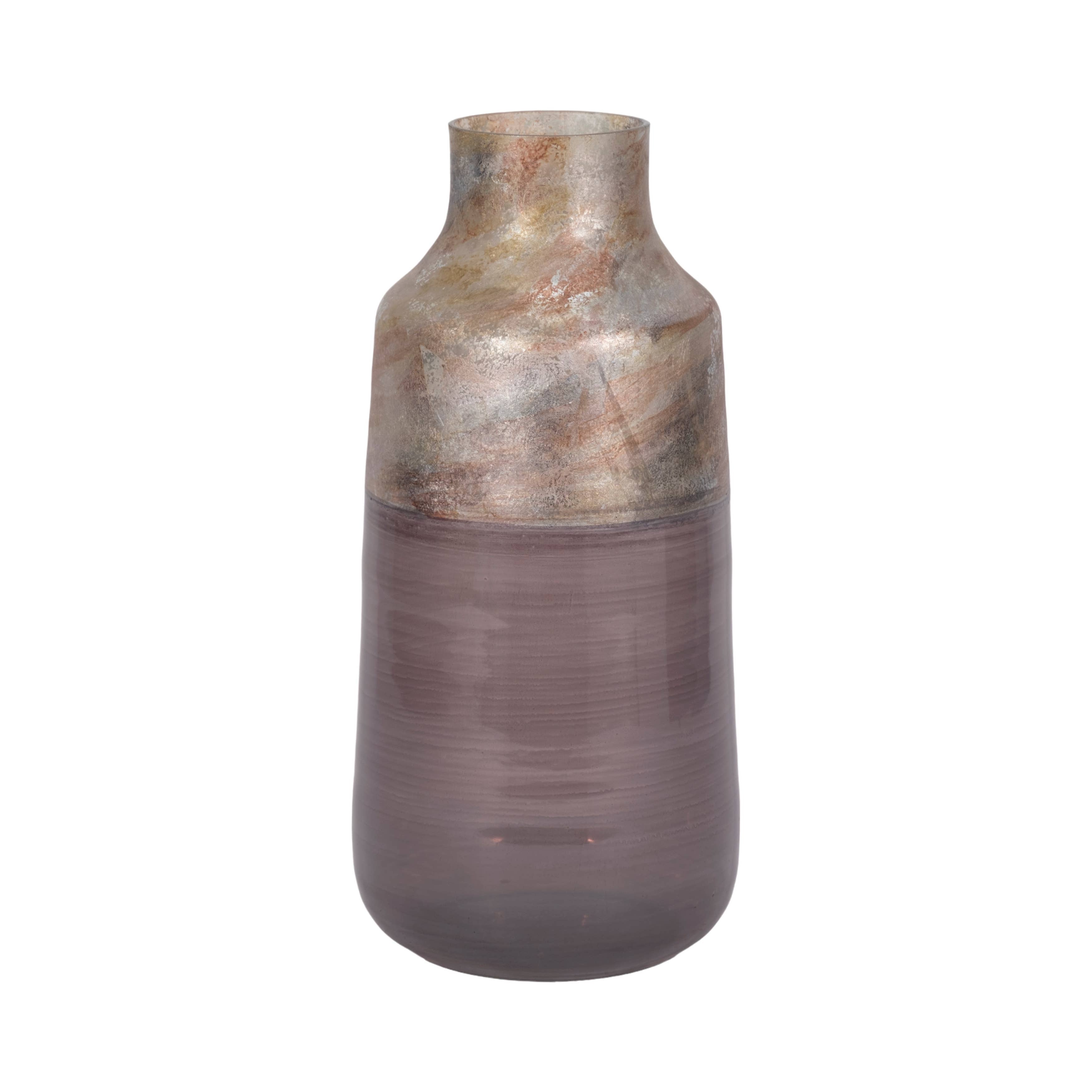 Glass Modern 2-Tone Tapered Body Vase - Gray, 15 in. - Decor Addict, LLC