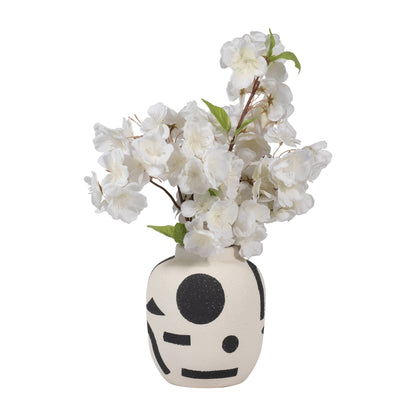 Ivory 6 in. Ceramic Round Boho Funky Bulbous Vase - Decor Addict, LLC