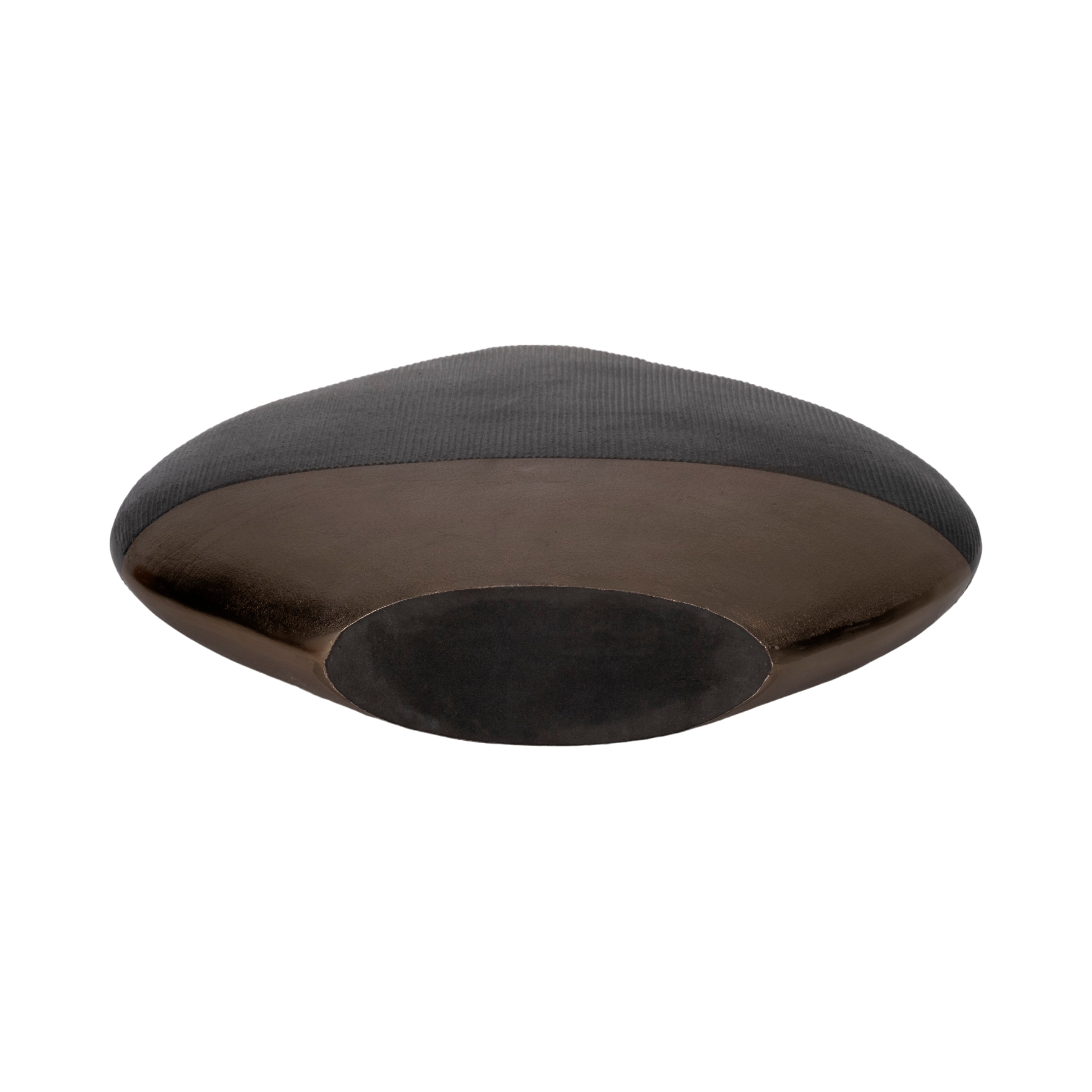 22" Color Block Round Vase, Black/brass Antique - Decor Addict, LLC