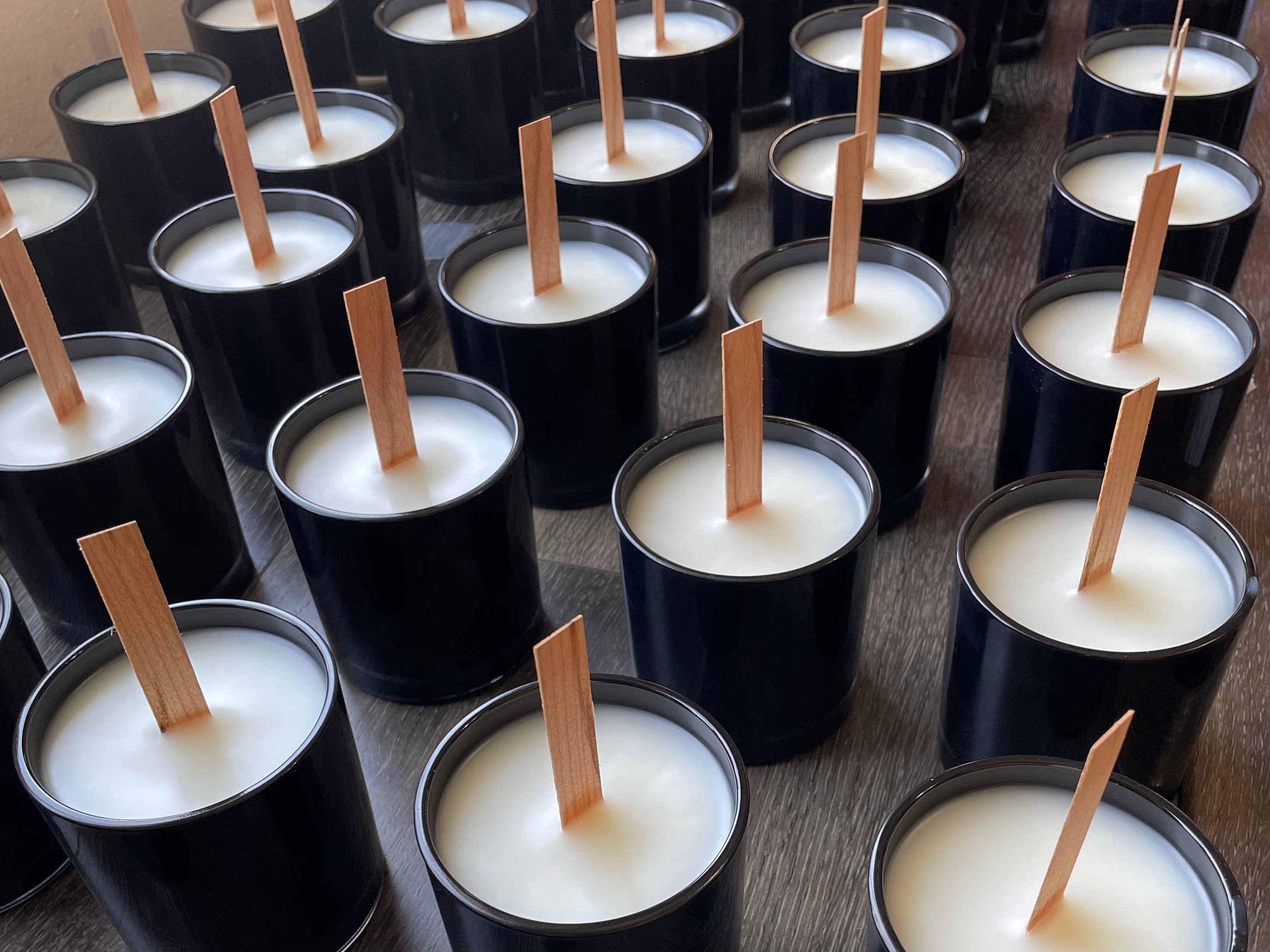12 candles/14 oz Black Jar Soy Wax Wood Wick /Private Label: Black Glossy / No - Decor Addict, LLC