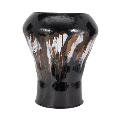 Iron,25"h,oval Stain Vase,black - Decor Addict, LLC