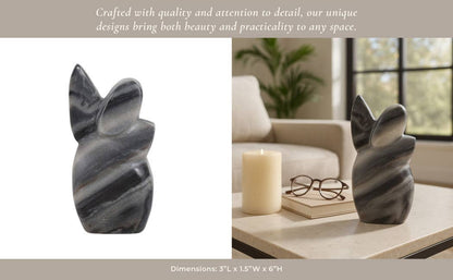 Sculpture - Gray Marble Decorative Carved Angel, 6 in. - Decor Addict, LLC