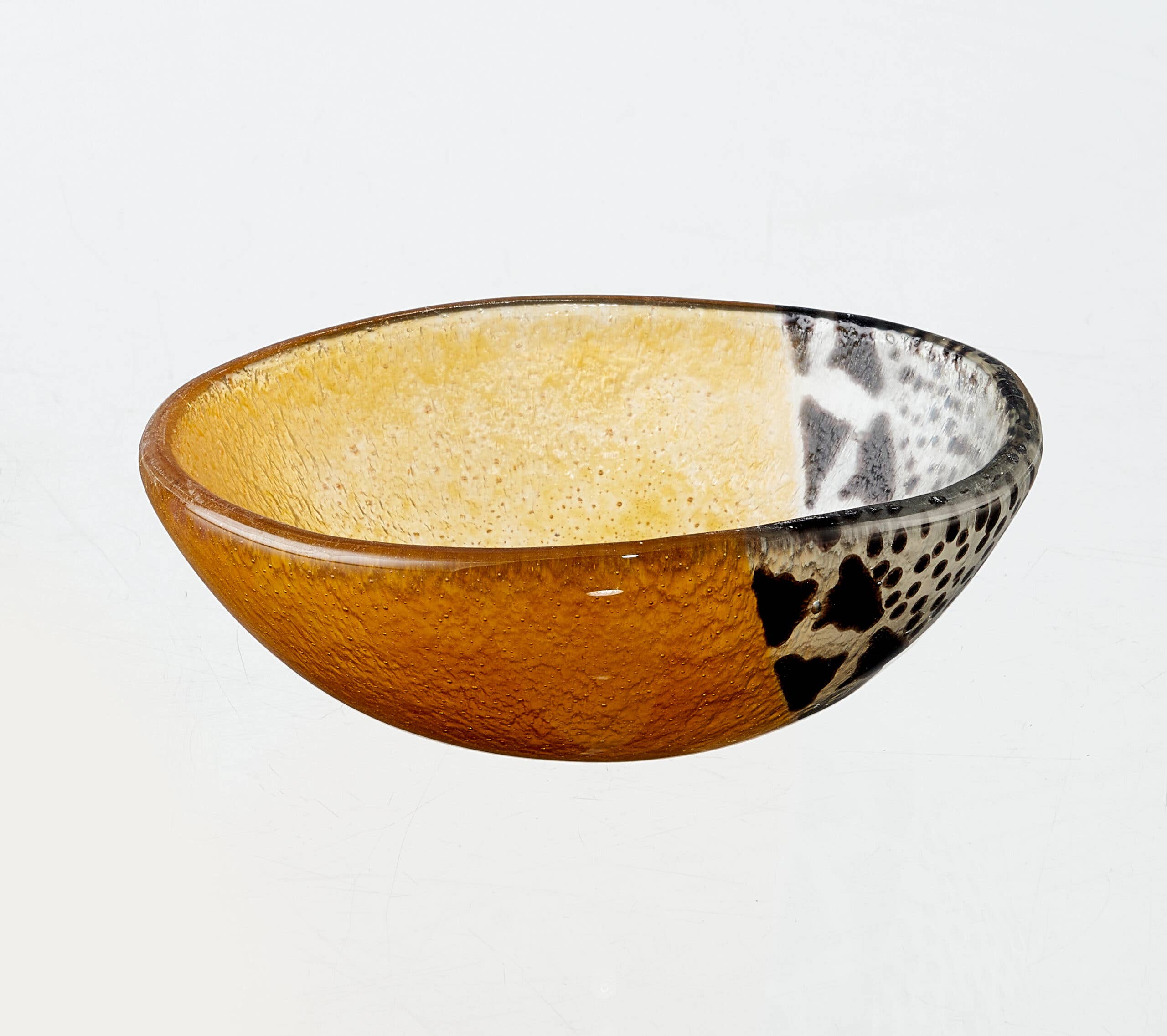 Boho Bowl Tray 12x5 Amber & Black Band: Amber & Black / Glass - Decor Addict, LLC
