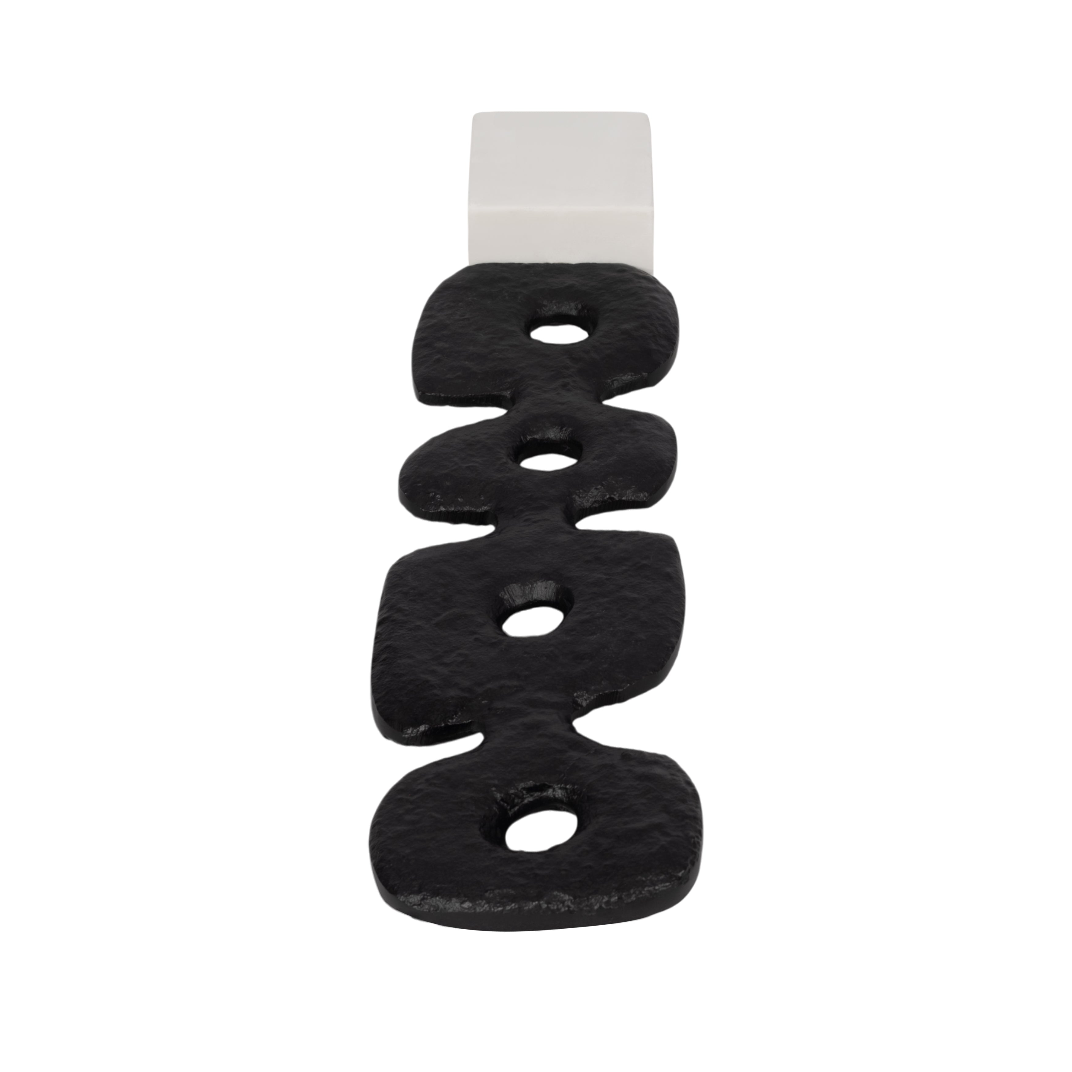 18" Abstract Totem Sculpture  Marble Base, Black/w - Decor Addict, LLC