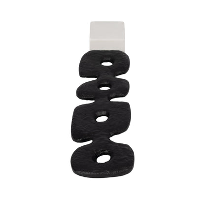 18" Abstract Totem Sculpture  Marble Base, Black/w - Decor Addict, LLC