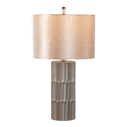 Tania 22" Ceramic Table Lamp: Brown & Brown Metallic Ceramic, Champagne Shade - Decor Addict, LLC