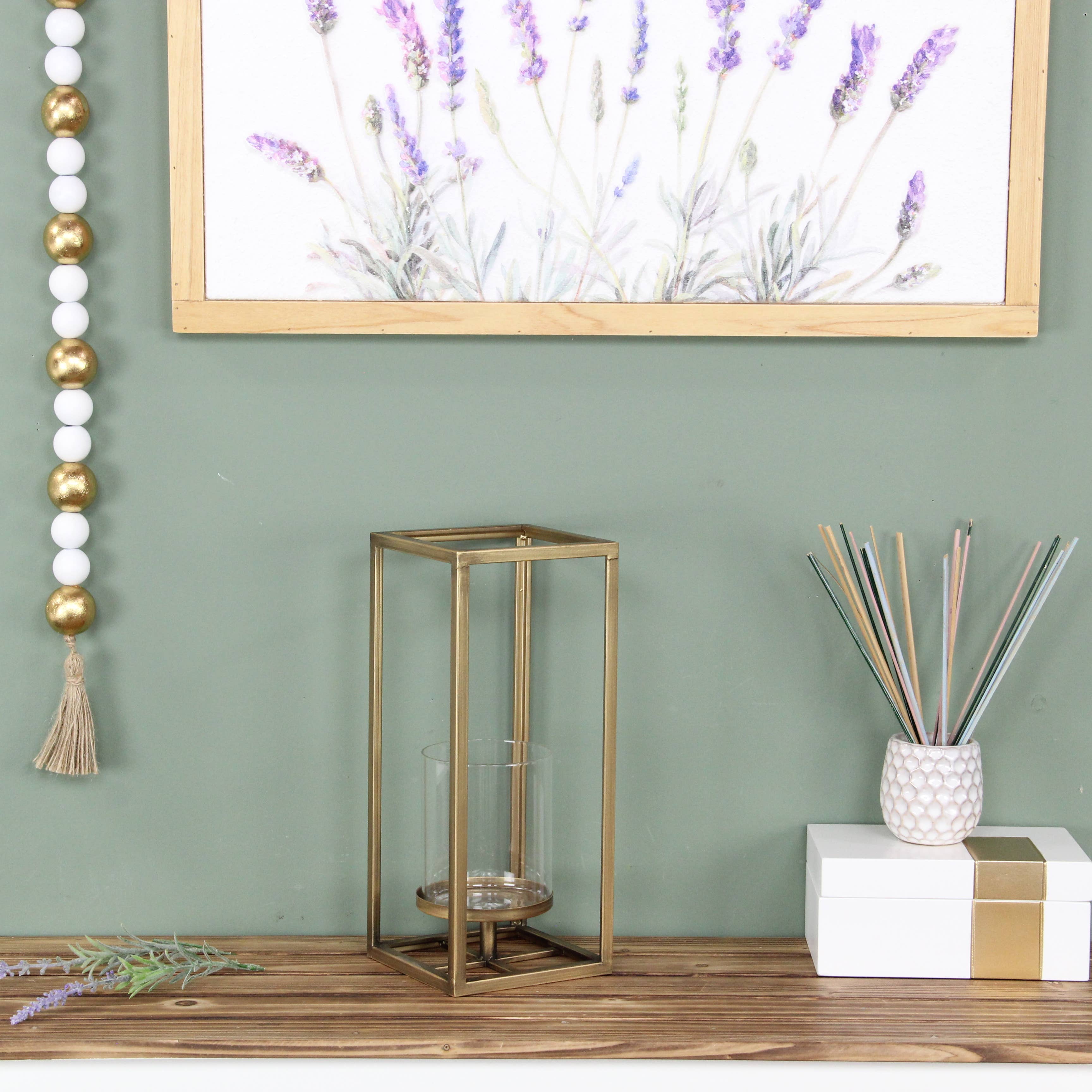 Pembertale Tall Square Gold Metal Lantern: Large - Decor Addict, LLC