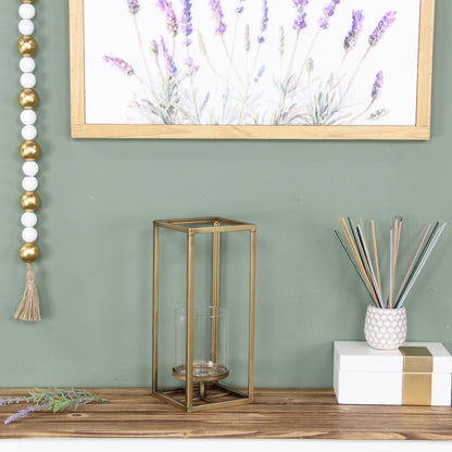Pembertale Tall Square Gold Metal Lantern: Large - Decor Addict, LLC