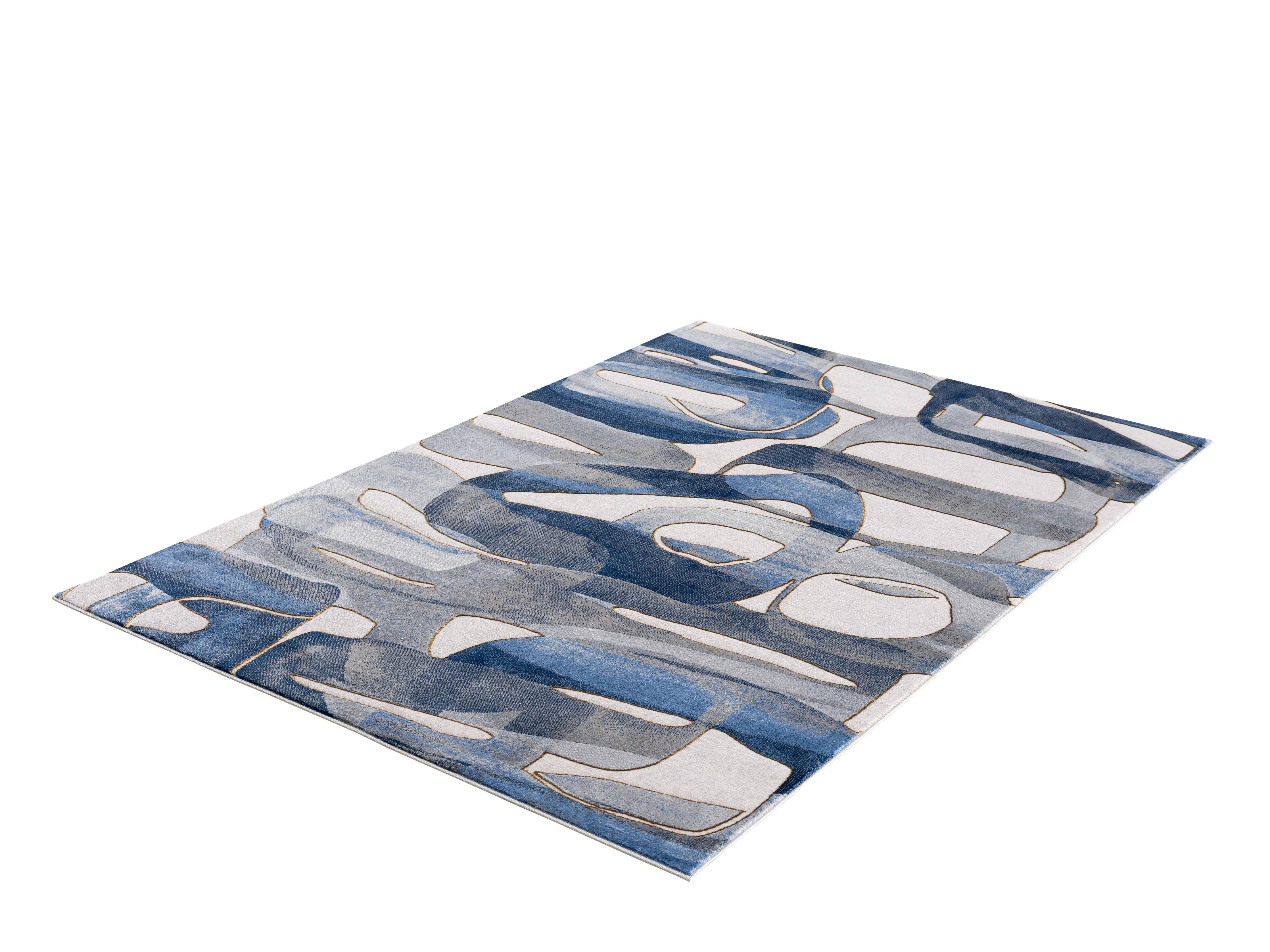 Abani Rugs Regal REG130A Blue Grey Asymmetric Circles Rug: 2' x 3' - Decor Addict, LLC
