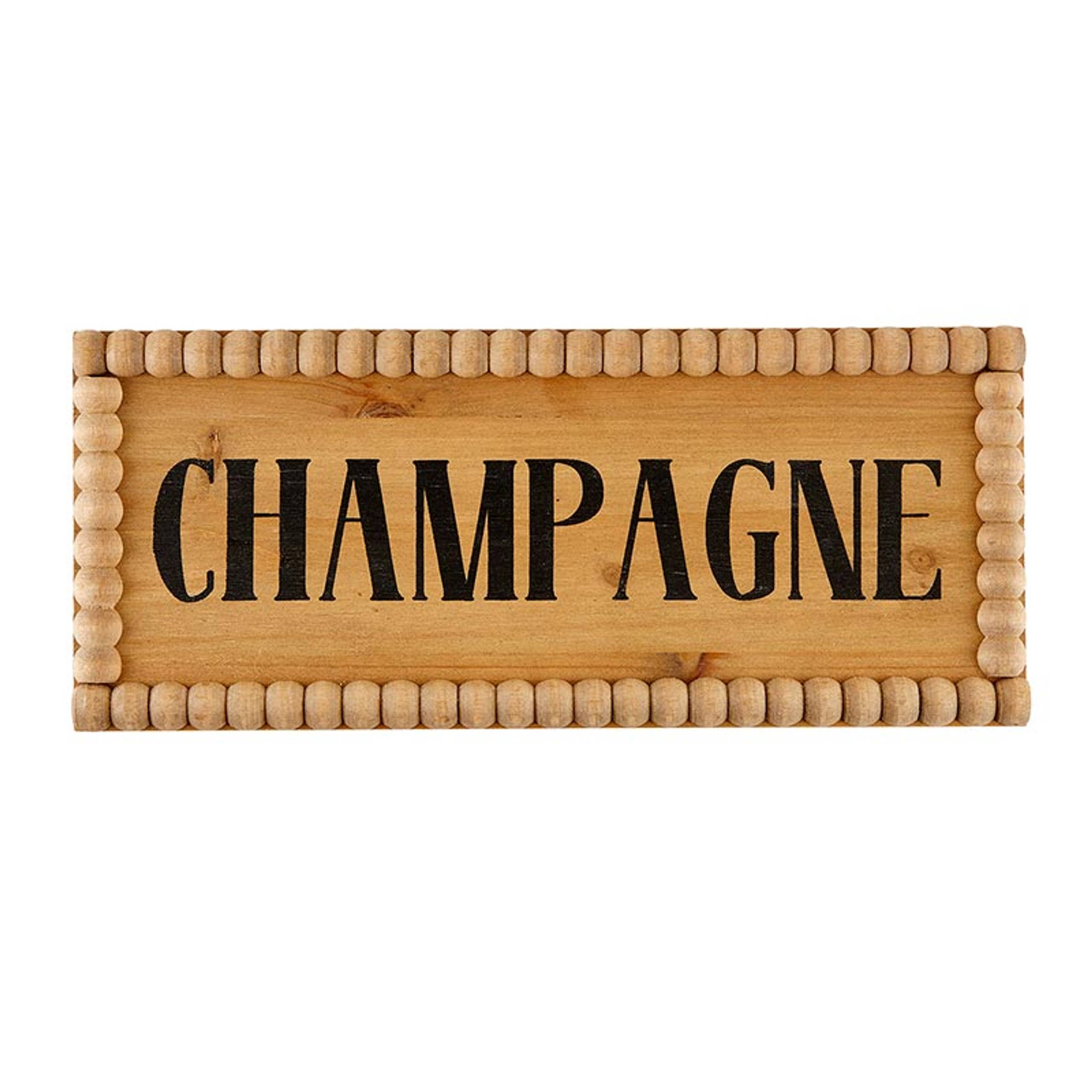Champagne Beaded Wood Sign - Decor Addict, LLC