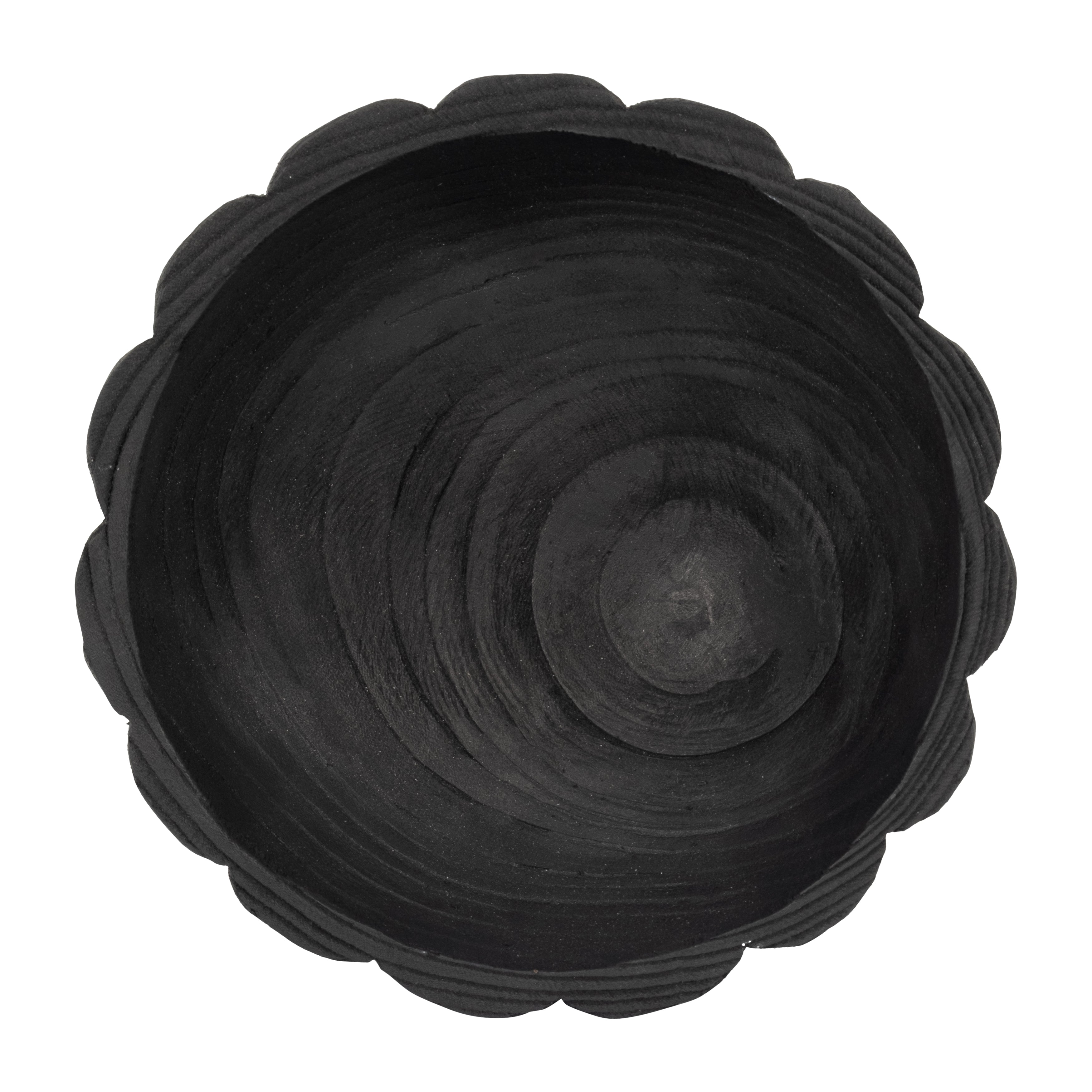 Wood, 9" Scalloped Bowl, Black - Decor Addict, LLC