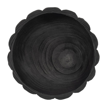 Wood, 9" Scalloped Bowl, Black - Decor Addict, LLC