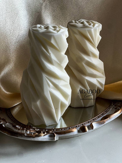 Unique Diamond Shape Candle 5.75x2.5in - Shaped: Clear / Bamboo & Coconut - Decor Addict, LLC