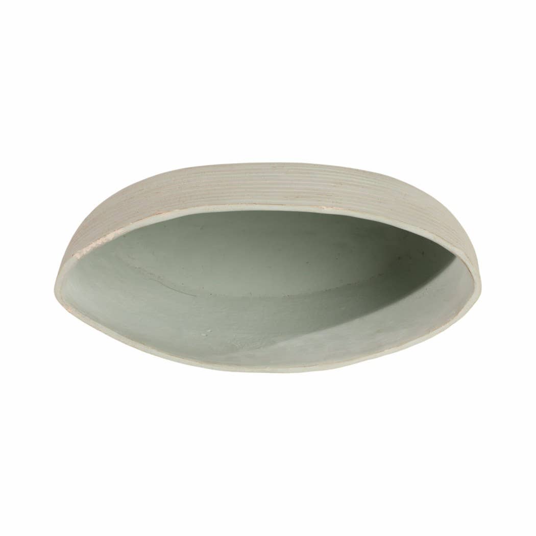 Decorative Vase - Teal Ceramic Small Ribbed Oval, 14 in. - Decor Addict, LLC