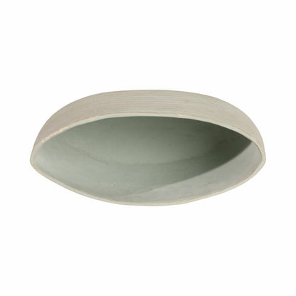 Decorative Vase - Teal Ceramic Small Ribbed Oval, 14 in. - Decor Addict, LLC