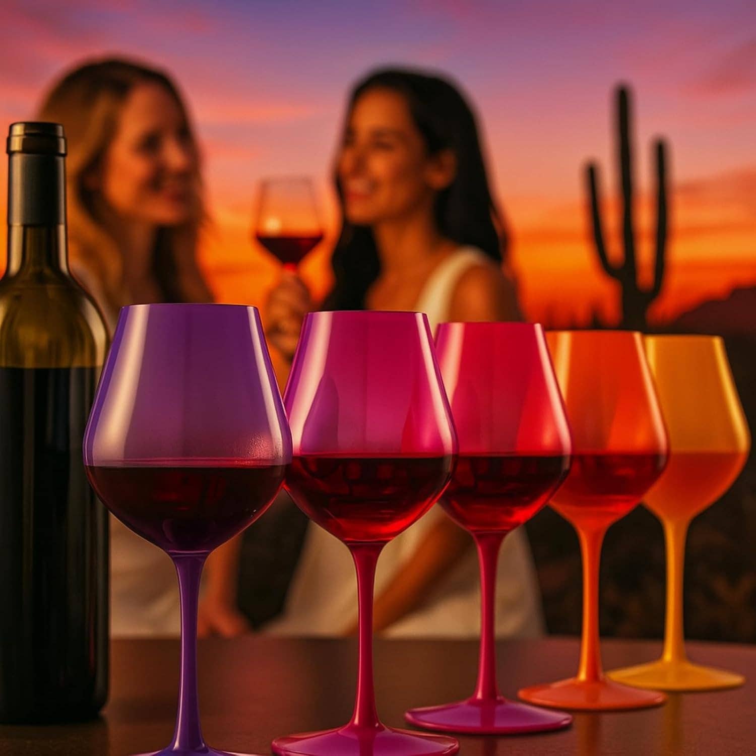 Southwest Sunset Large Colored Wine Glass| Set of 5 | 20 oz - Decor Addict, LLC