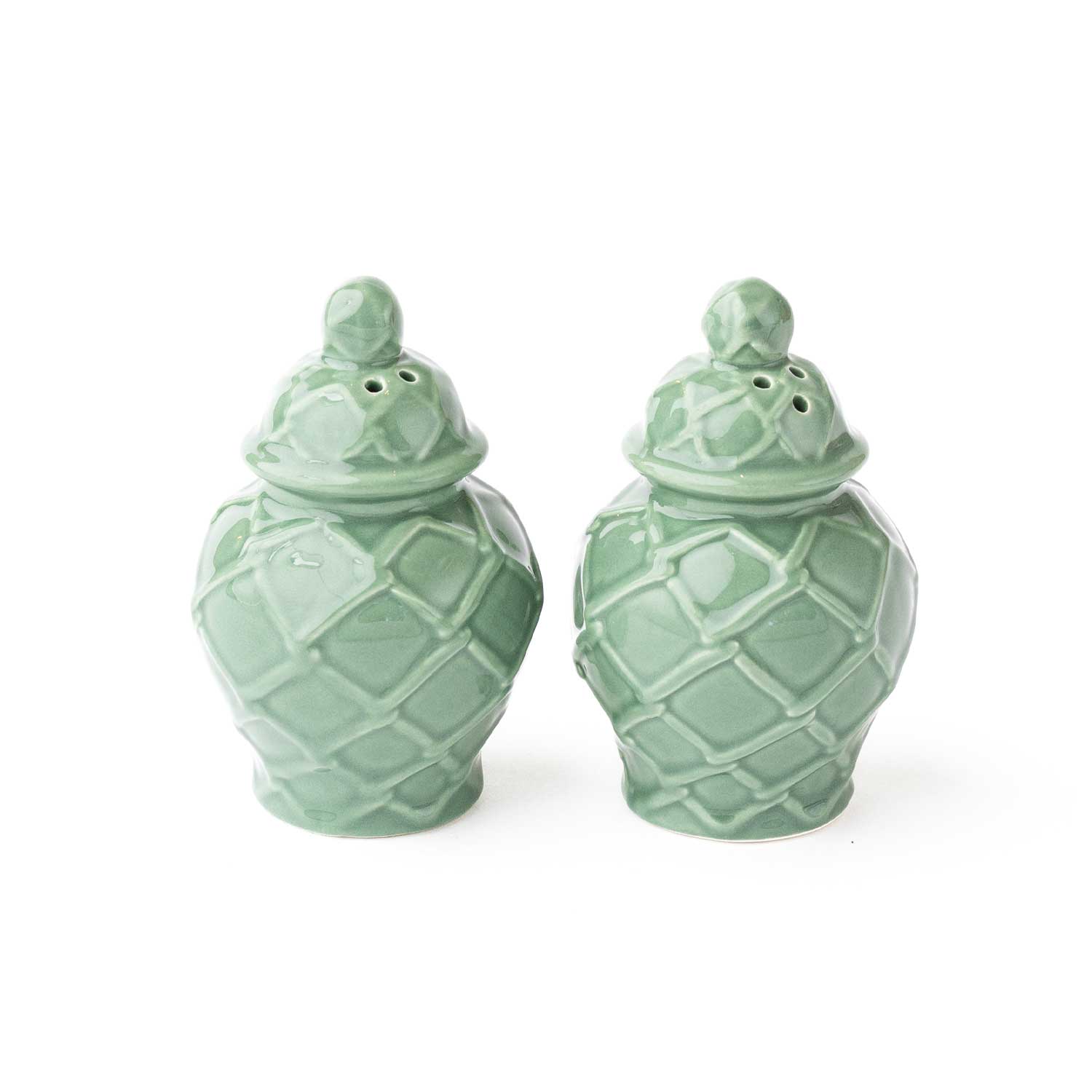 Green Textured Jar Salt & Pepper Shaker Boxed Set - Decor Addict, LLC